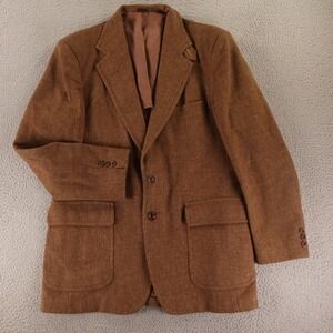VTG Tweed Jacket 38R S Brown Heathered Tweed 100% Wool Professor Blazer
